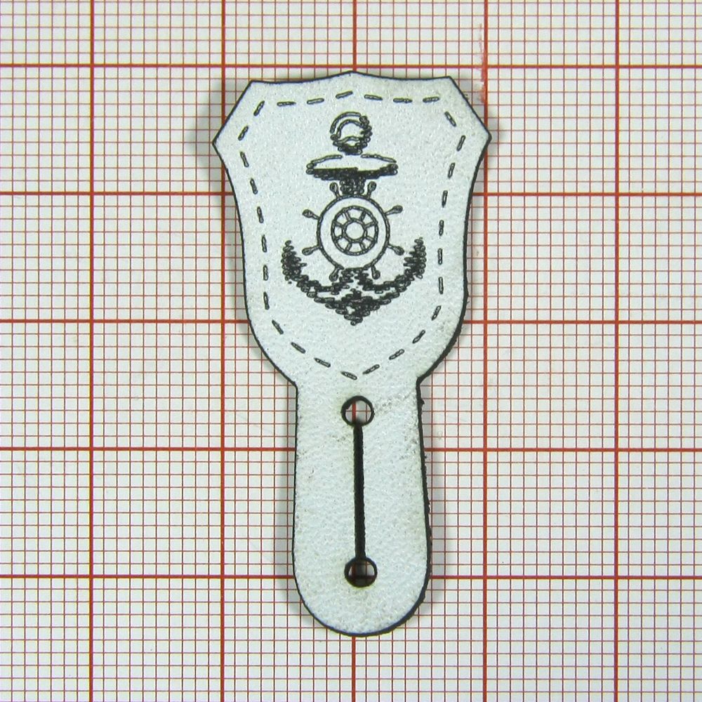 Лейба кожзам Лопатка якорь 21*45мм белая, черный. Лейба Кожзам