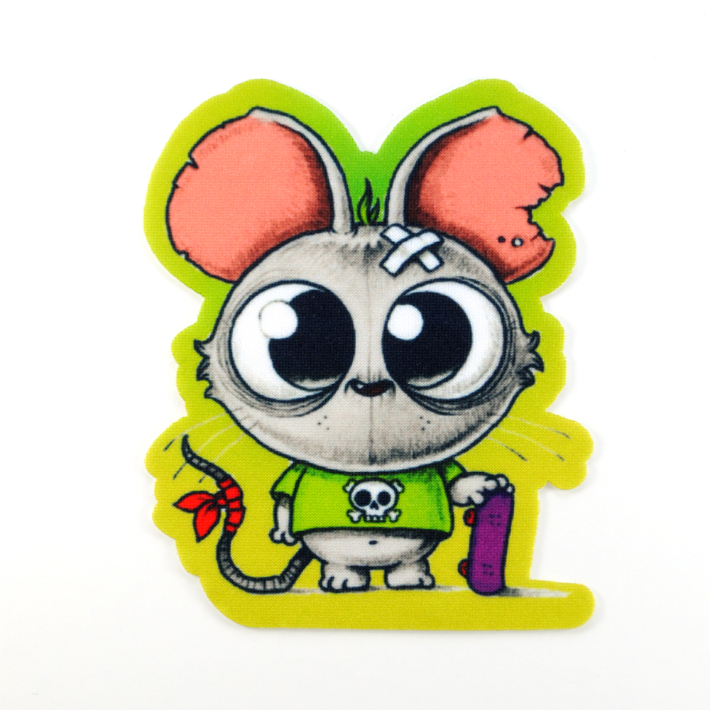 Аппликация клеевая Мышка со скейтом 11*9,6см, /дайвинг/, шт. Аппликация клеевая