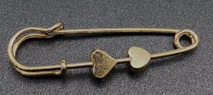 Булавка металл. 2 сердца, 4,5*4,1, золото, шт. Булавки