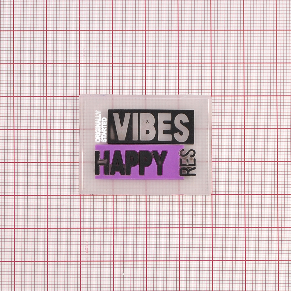 Лейба резина, VIBES HAPPY, 3*4см, сиреневый, белый, черный, серый, шт. Лейба Резина