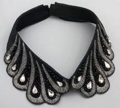 Воротник декор с камнями, серебро, черный, шт. Воротники