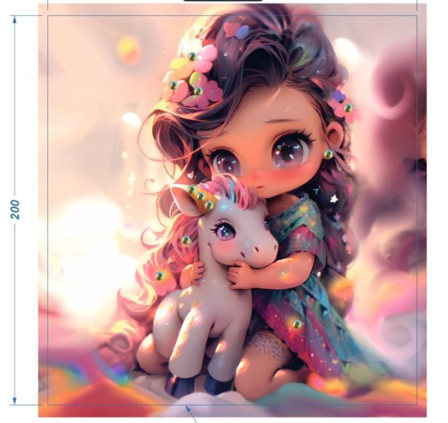 Аппликация композит, Девочка с единорогом, 19*20см, королевский атлас, сублимация, лазер, SS10 24489, шт. Аппликация композит