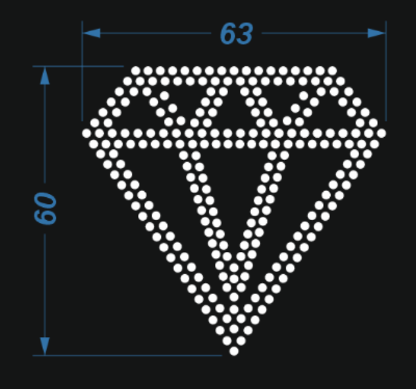 Аппликация из страз Алмаз, 6,3*6см, SS,5 серебро 62581, шт. Аппликация клеевая