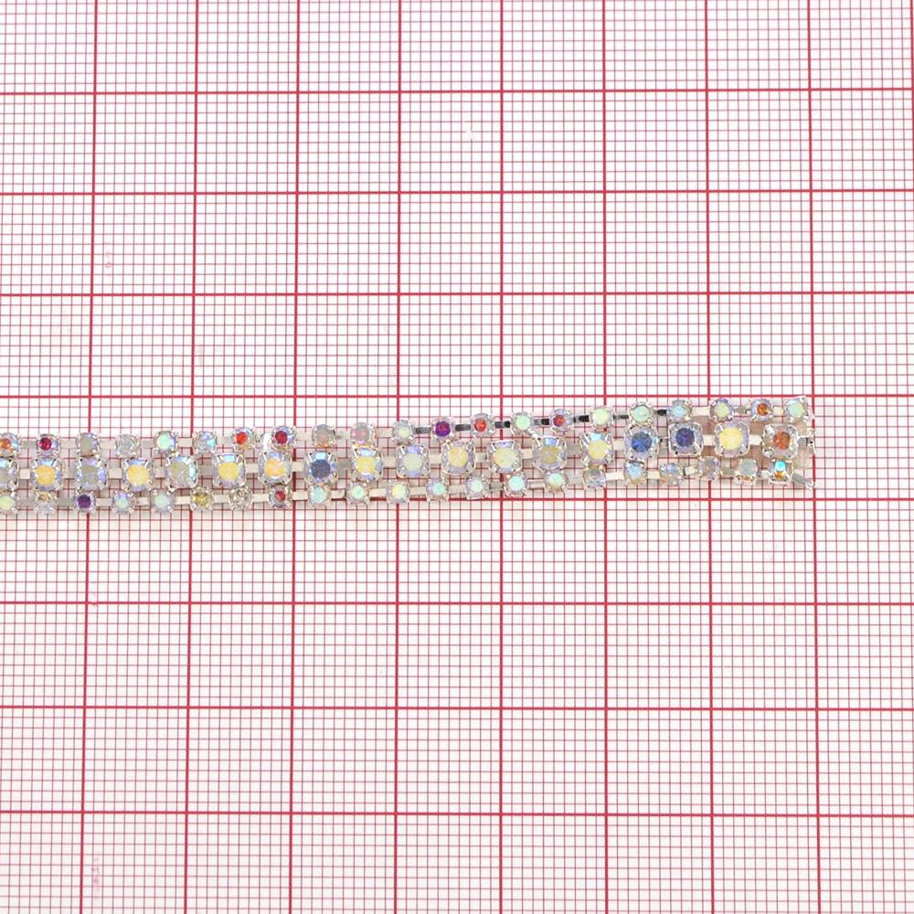 Тесьма стразы Радуга, 0,8см, камни хамелеон, ярд. Тесьма из страз