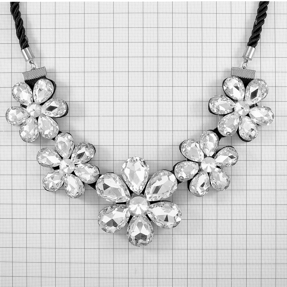 Воротник Цветы украшение из страз кристалл, на застежке, шт. Воротники