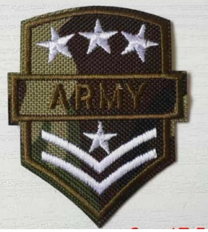 Шеврон пришивной Army, 6*7,5см, хаки, белый, шт. Нашивка Ткань