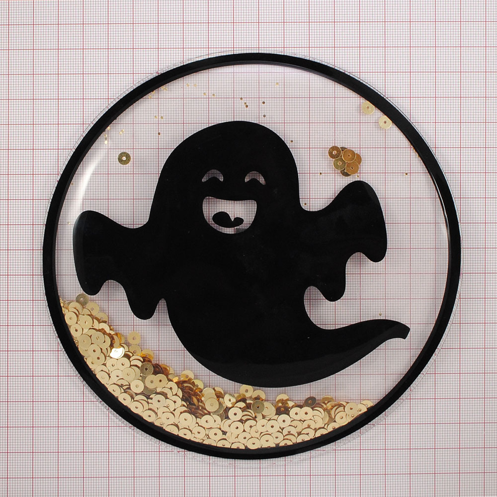 Аппликация пришивная силиконовая Аквариум Привидение, 12*12см, прозрачный, черный, белый, золото, шт. Аппликации Пришивные Резина, Силикон