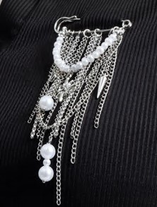 Булавка, 5см, серебро, бусины, цепочки, шт. Булавки