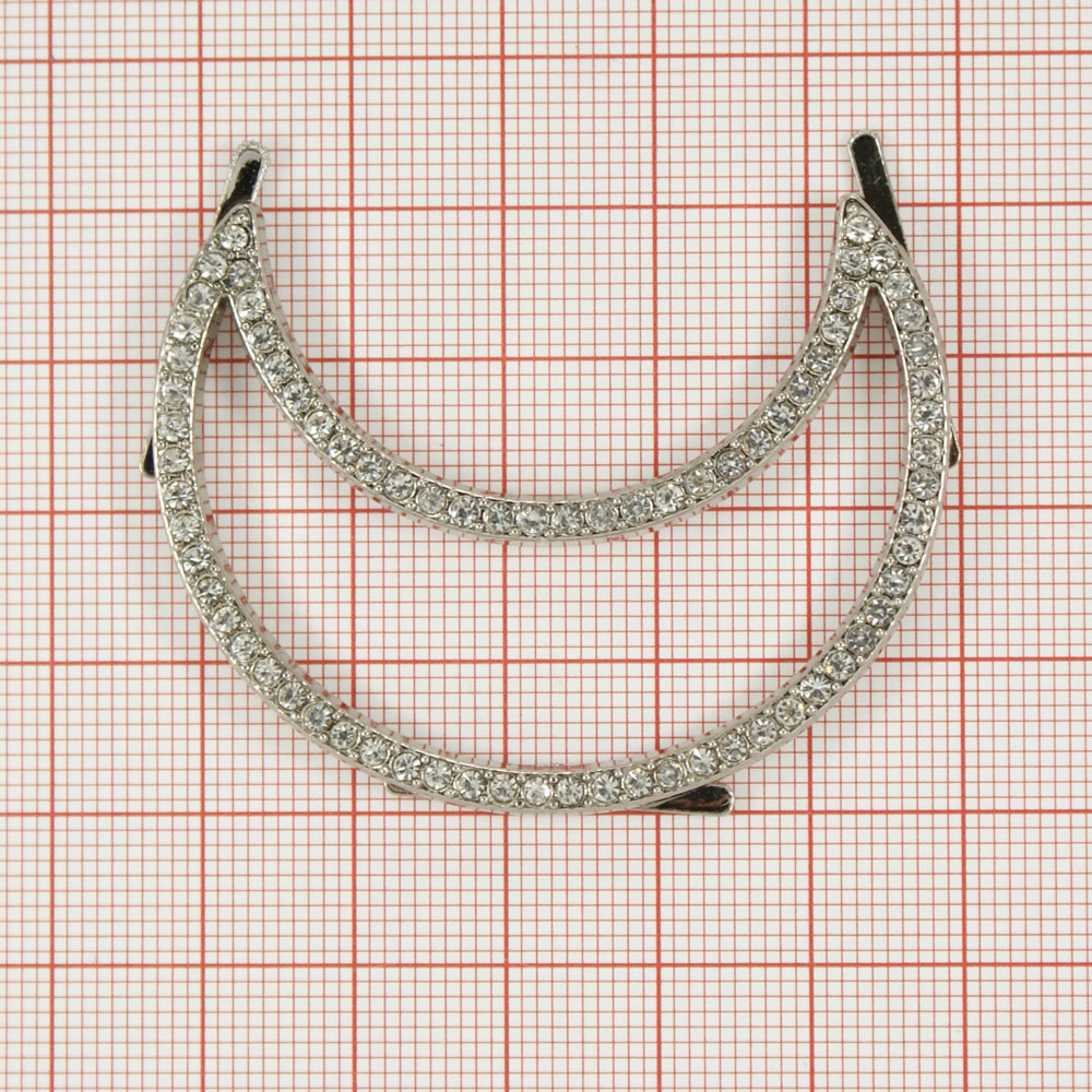 Краб металл Месяц 92122 тонкий 53*23мм NIKEL, белый камень, шт. Крабы Металл Геометрия Декор