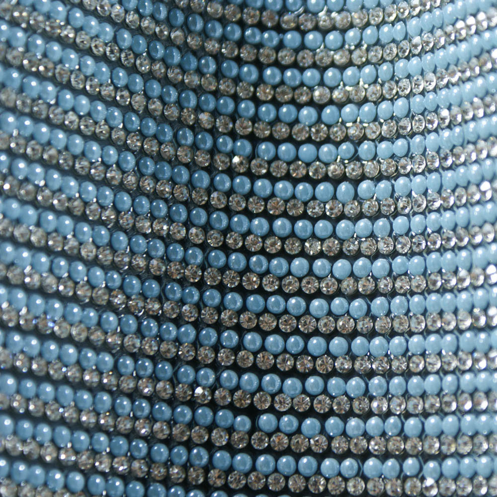 Стразы полотно клеевое №26 сетка голубой жемчуг, белые камни, 40*24см, 1лист. Полотна из страз