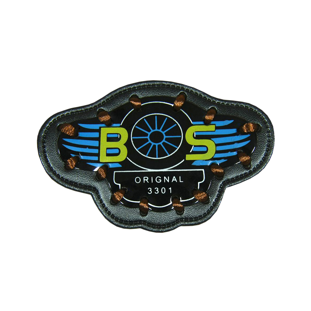 Лейба кожзам BS original 3301 черная, коричневая нитки Стежки, 80*55мм. Лейба Кожзам