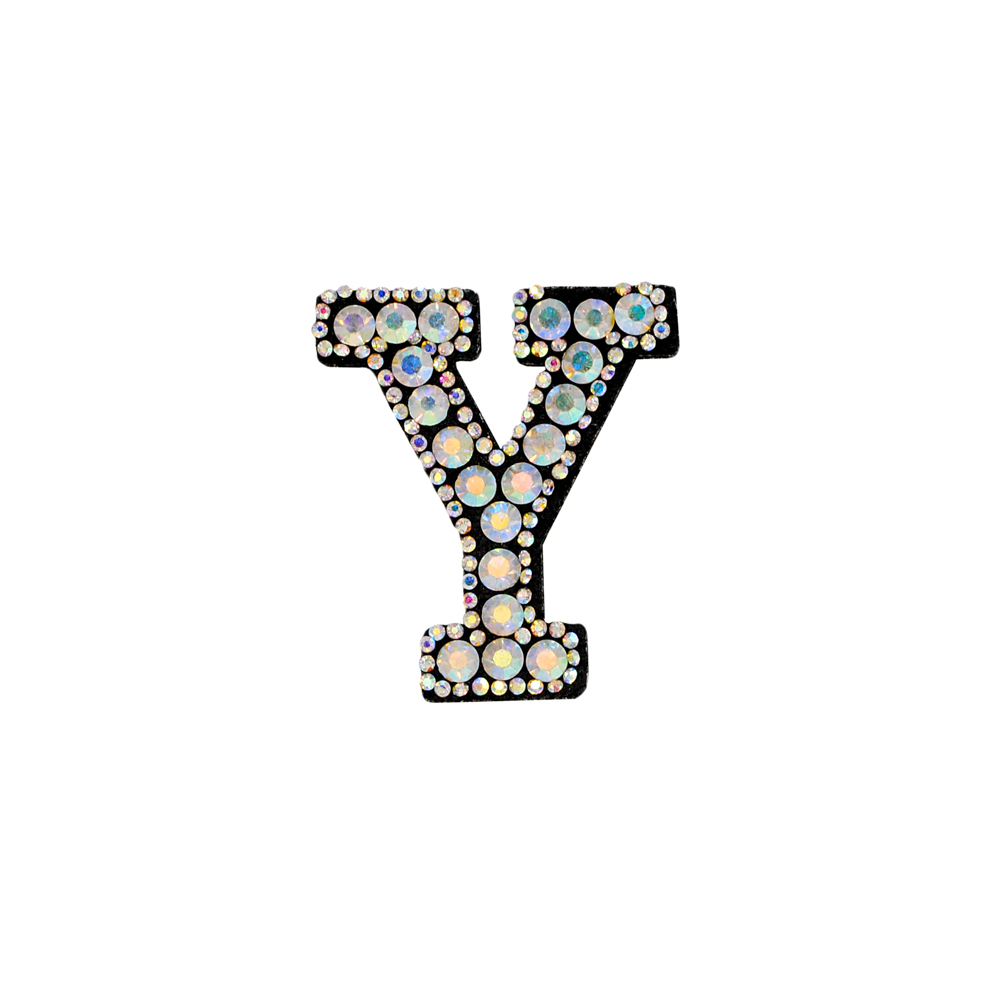 Аппликация клеевая стразы Y 5,5*5,0см, черный, камни белый хамелеон, шт. Аппликации клеевые Стразы комб.