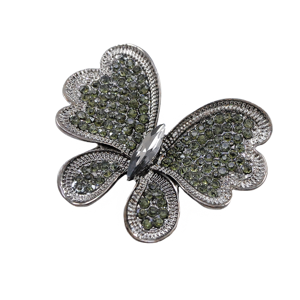 Краб металл Брошь Бабочка 4,5*3,5см BN, серые камни. Крабы Металл Цветы, Жуки