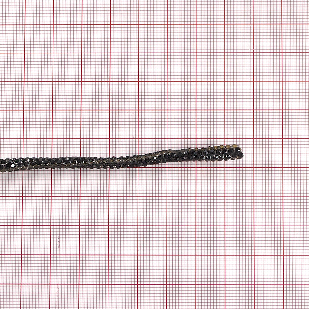Шнур со стразами, SS6 (класс А), 0,5 см, черный, ярд. Тесьма из страз