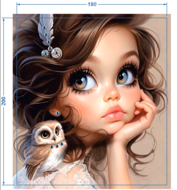 Аппликация композит, Девушка с совой, 18*20см, королевский атлас, сублимация, лазер, SS16 32591, шт. Аппликация композит