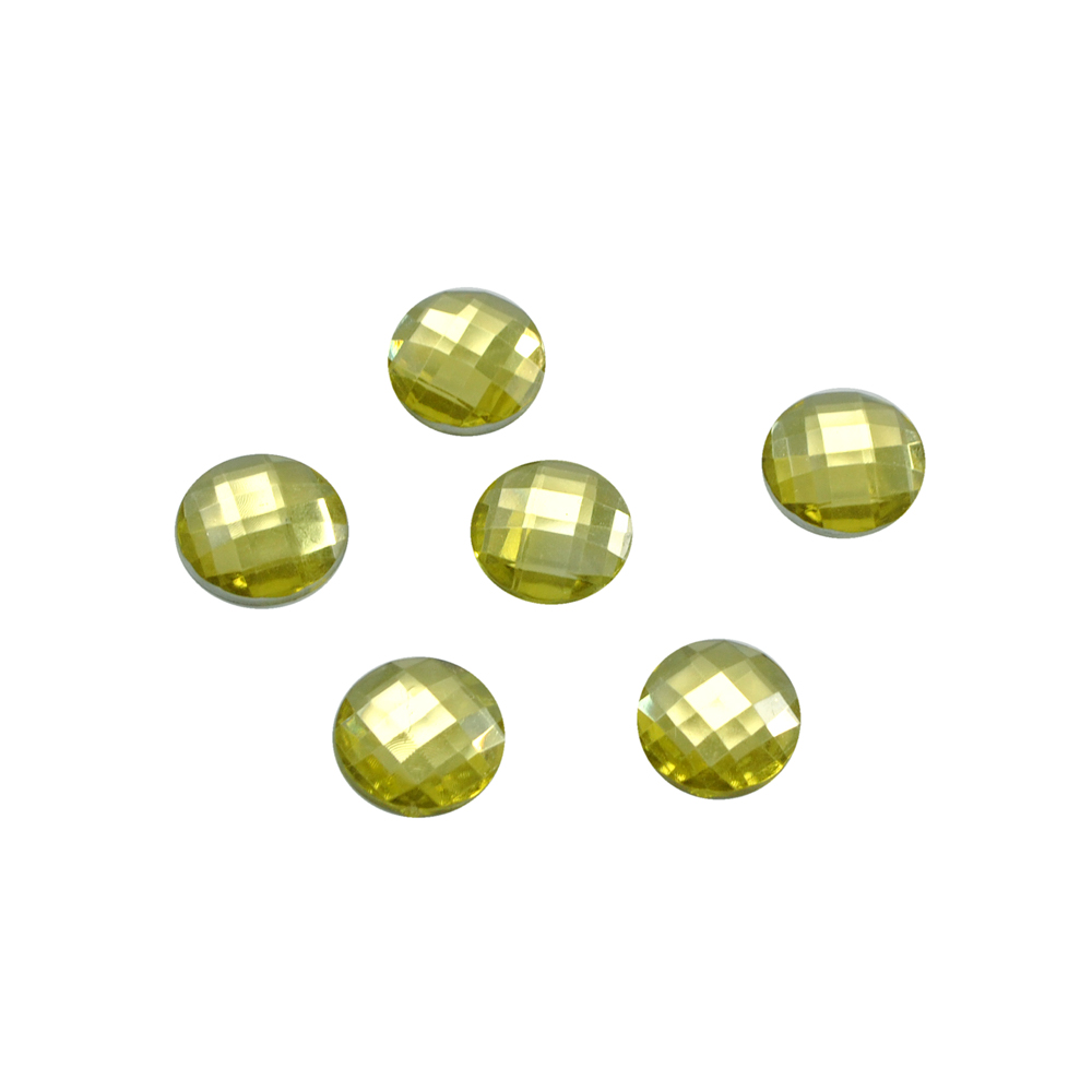 Стразы Д на клей, круг 14мм лимон 23, 1тыс.шт. Стразы на клей