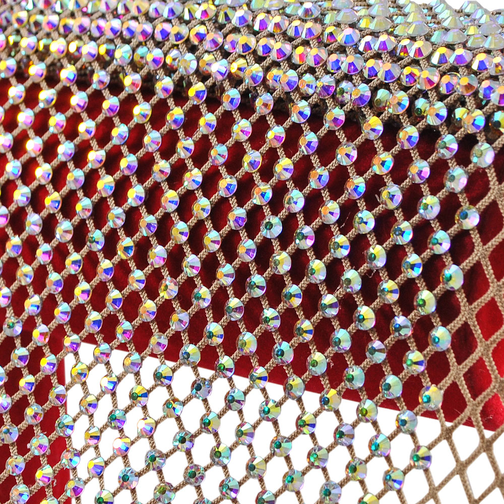 Сеть со стразами SS16, 40*40см бежевый, crystal AB, шт. Сеть со стразами