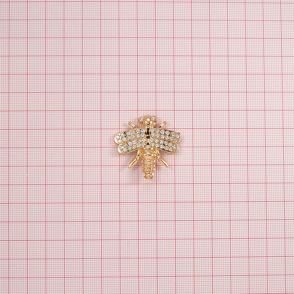 Краб металл Жук в белых камнях 46*46, золото, белые камни, шт. Крабы Металл Цветы, Жуки