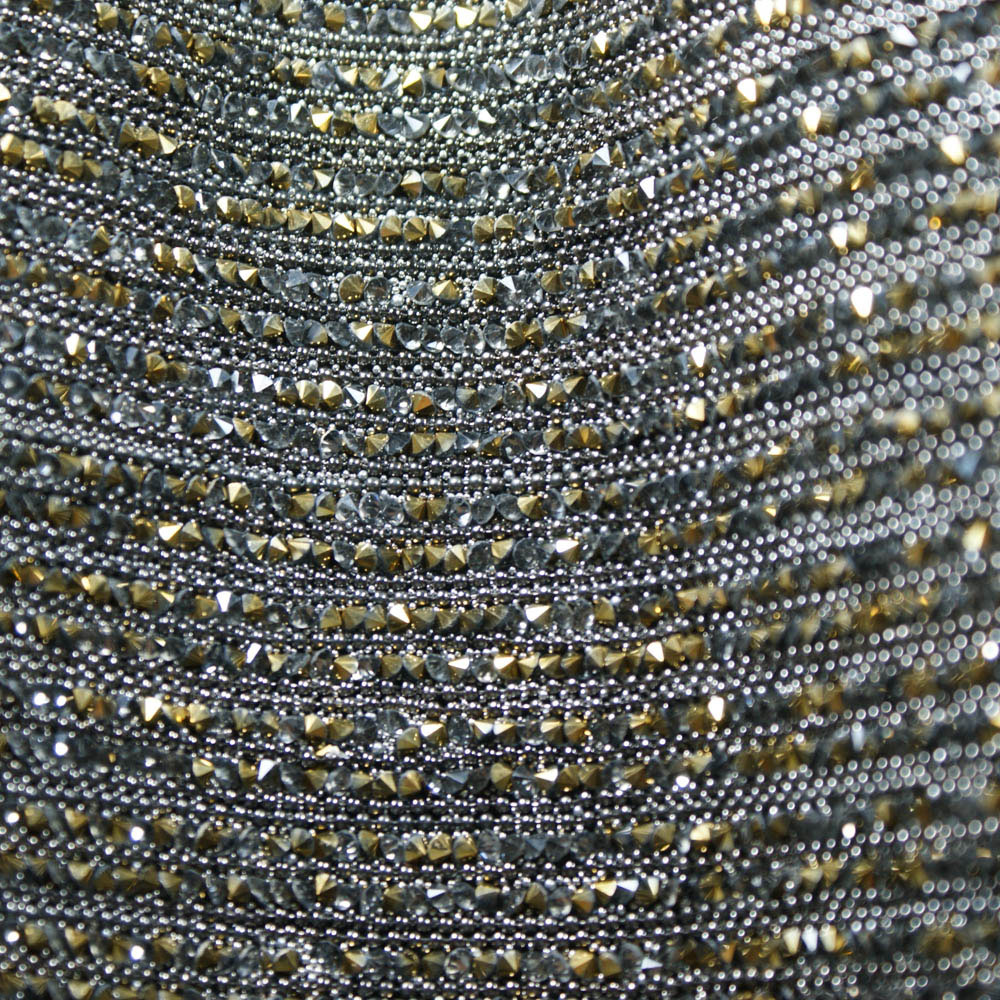 Стразы полотно клеевое полоска Кристалл 0,8см цепь шарик1 BN, bd-медь камни 24*40см, 1лист. Полотна из страз