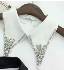 Воротник со стразами, белый, белые камни, шт. Воротники