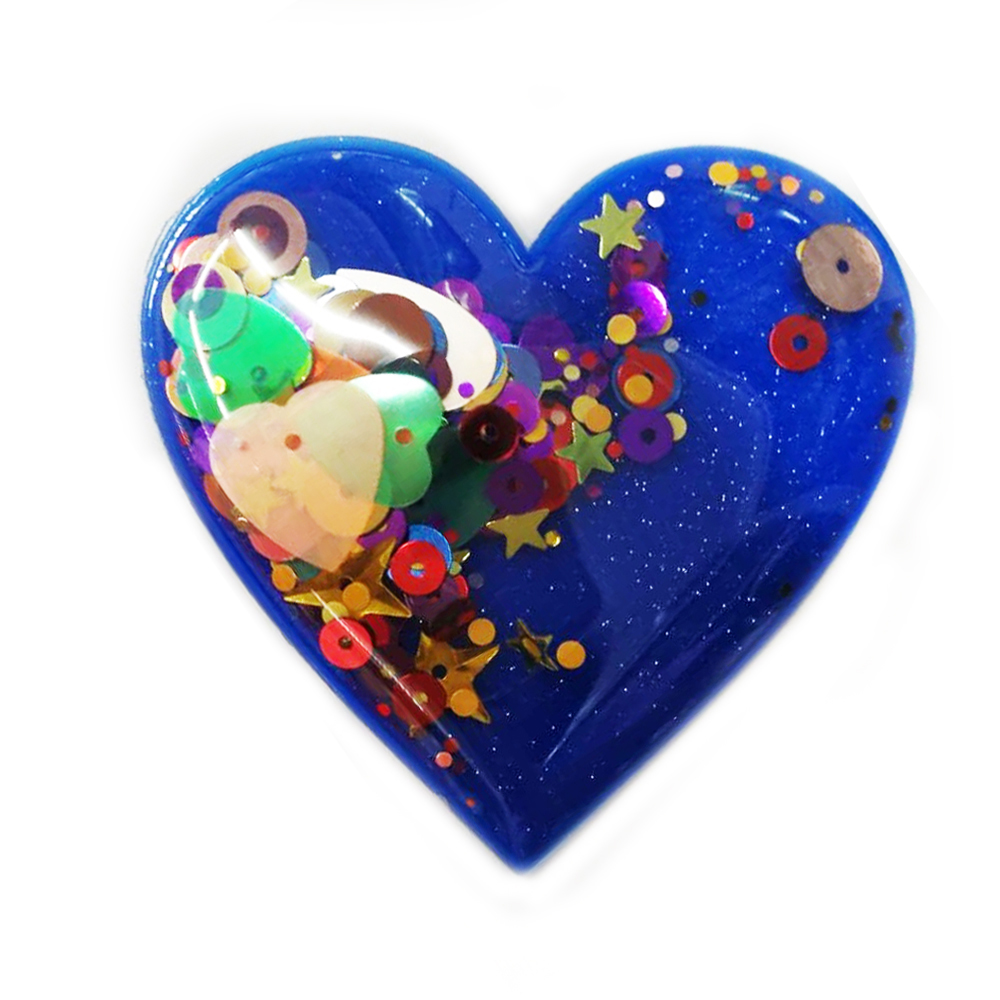 Аппликация клеевая силиконовая Аквариум Сердце 5,5*5,5см синий, шт.. Аппликации клеевые Резиновые
