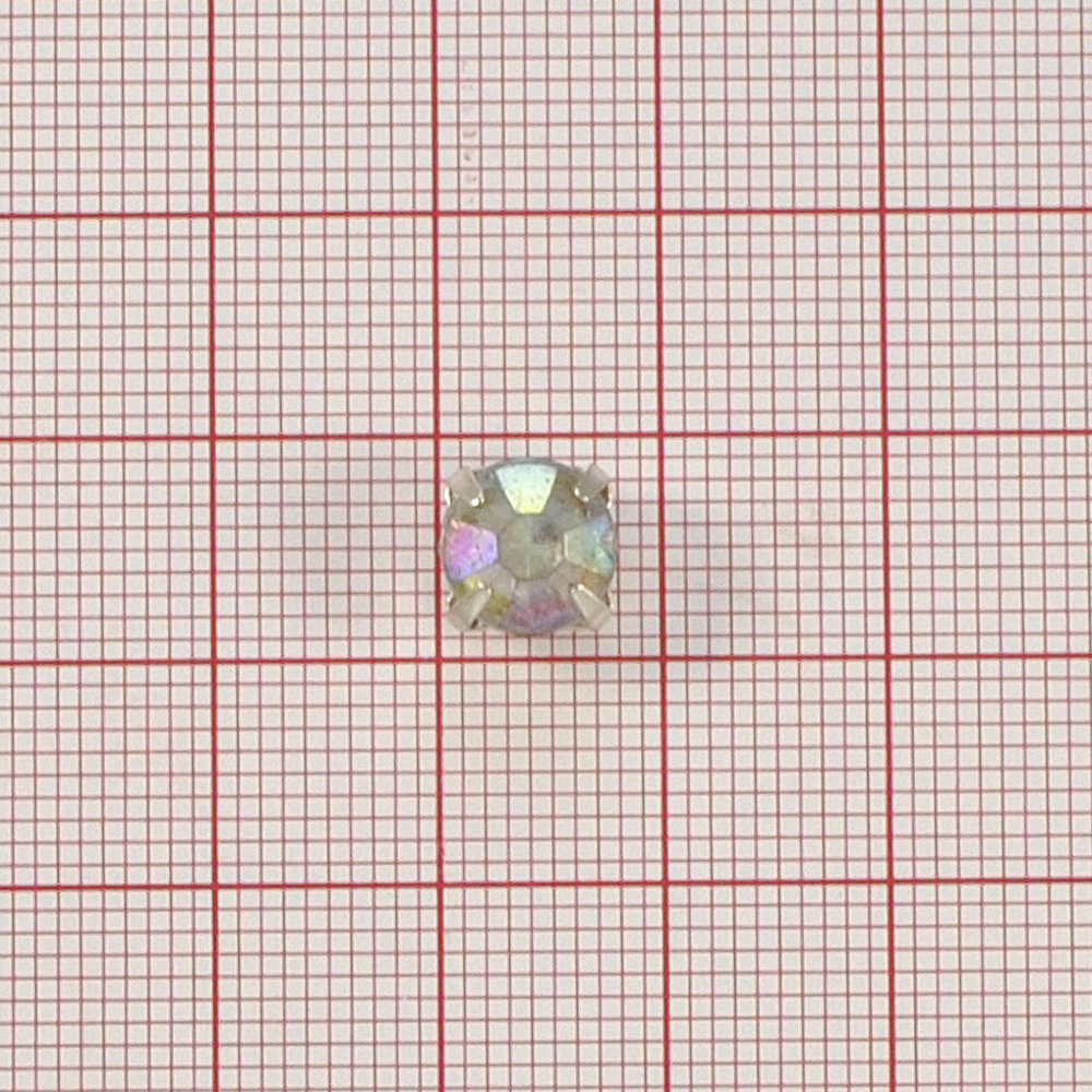 Стразы пришивные (8мм) NIKEL камень хамелеон, 1тыс.шт. Стразы приш. в металле