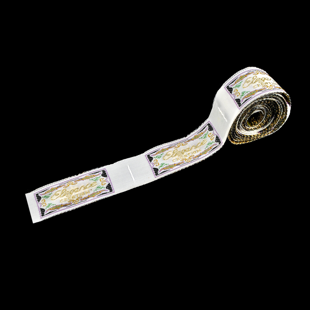 Этикетка тканевая вышивка Elegance № 4, 5,7*1,8см. Вышивка / этикетка тканевая