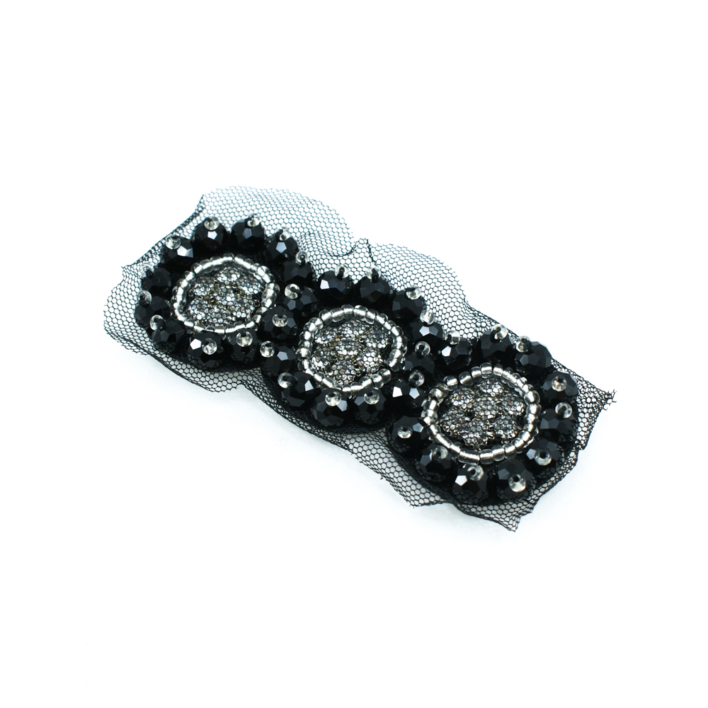 Аппликация декор черн. флиз. три круга Ромашки под сеткой. Аппликация Декор