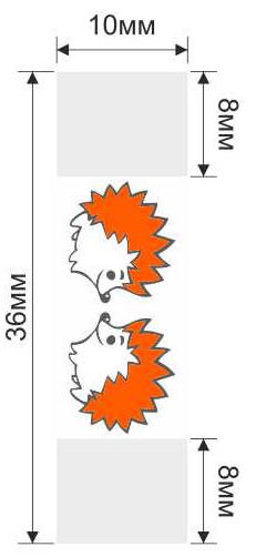 Этикетка тканевая вышитая штучная Berni Ёжик 1см, белая /90 atki/, шт. Вышивка / этикетка тканевая