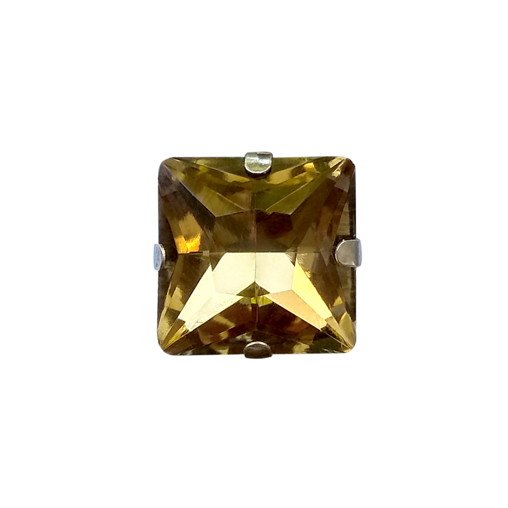 Стразы пришивные в металле, квадрат, 12*12мм, smoked topaz, шт. Стразы пришивные в металле