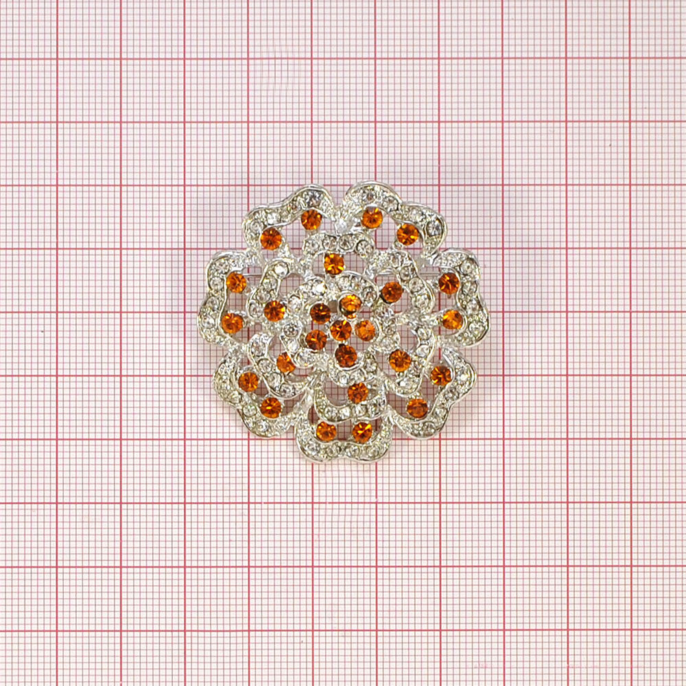 Брошь  TS1103513 45мм, NIKEL, желтые камни, шт. Броши