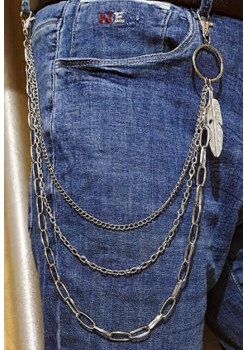 Цепь-декор для брюк на карабинах с подвеской Перо, никель, шт. Цепи металл