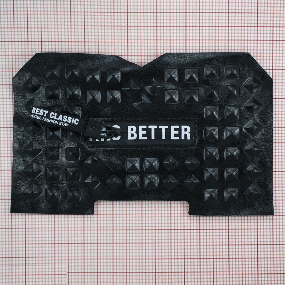 Аппликация пришивная кожзам B карман прямоугольный, змейка 11*18см черный, белый, шт. Нашивка Кожзам