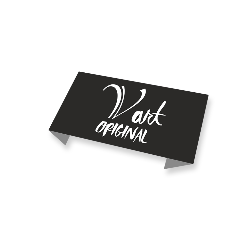 Этикетка тканевая вышитая V art  №5, 3*8см, черная, белый лого /atkisatin/, шт. Вышивка / этикетка тканевая