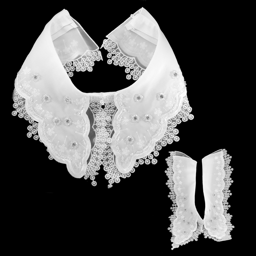 Воротник декор, 53*12см, кружево, стразы, белый, шт. Воротники