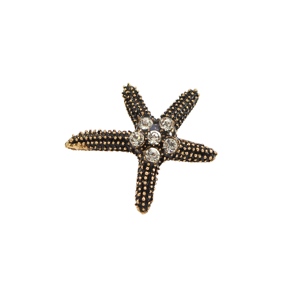 Краб металл Морская звезда 30*25мм ANTIC GOLD, белые камни, шт. Крабы Металл Цветы, Жуки