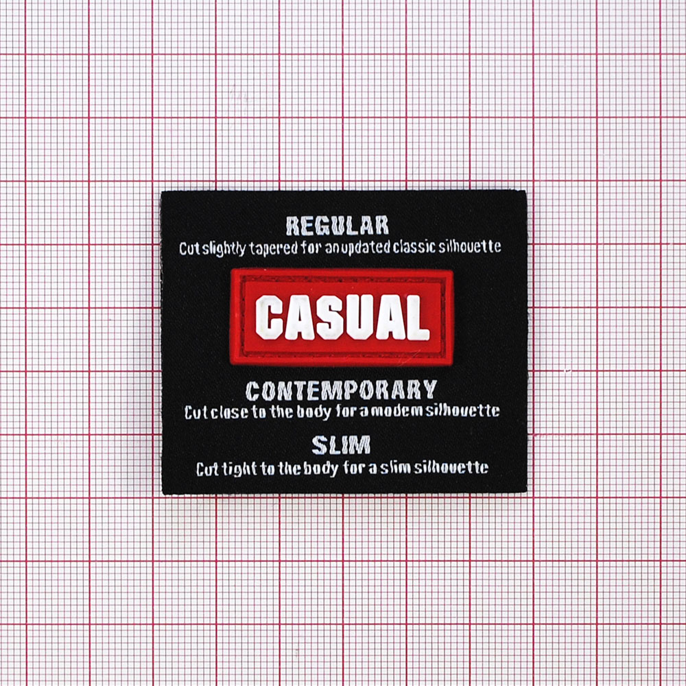 Лейба ткань и резина CASUAL, 5*6см, белый, черный, красный, шт. Лейба Ткань