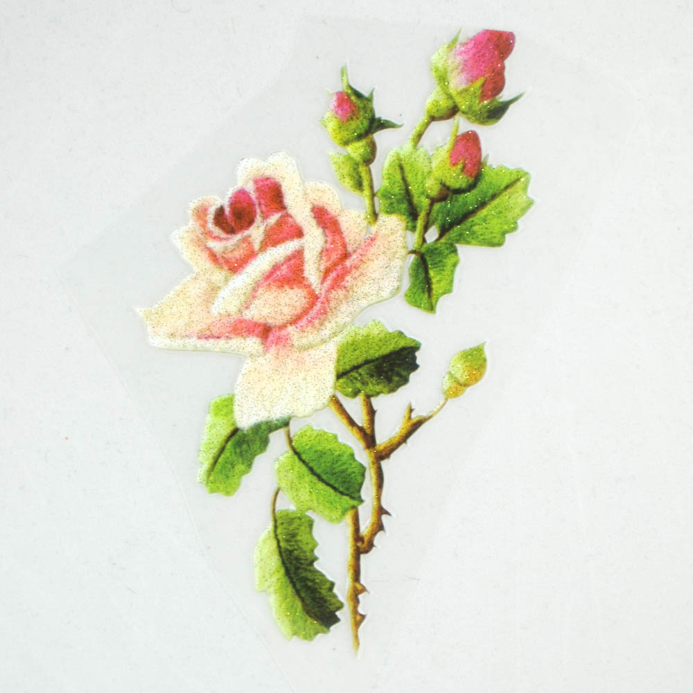 Термоаппликация Цветок Роза чайная Розовая 14,1*7,9см, цветная, шт. Термоаппликации Накатанный рисунок