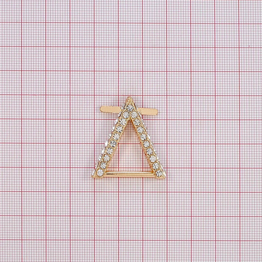 Краб камни и металл Треугольник, 3*3,3см, золото, белый, шт. Крабы Металл Геометрия Декор