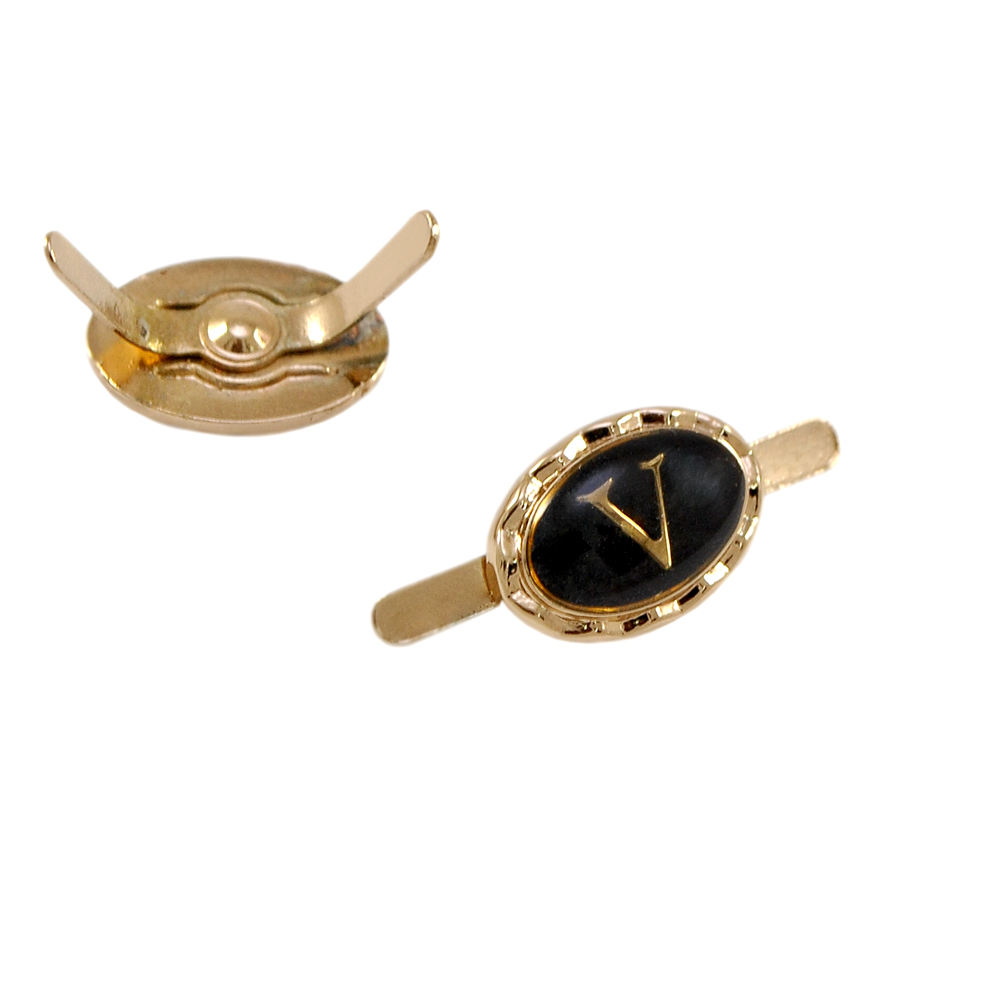 Краб металл V буква в овале, GOLD, эмаль черная, шт.. Крабы Металл Стразы