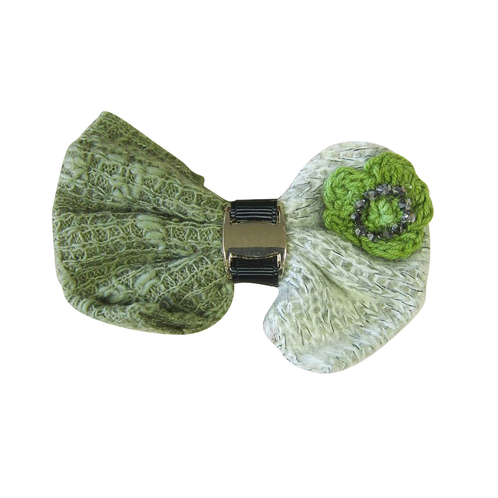 Аппликация декор обувная 24 Бант вязаный серо-зеленый шт. Аппликации Пришивные Цветы Банты