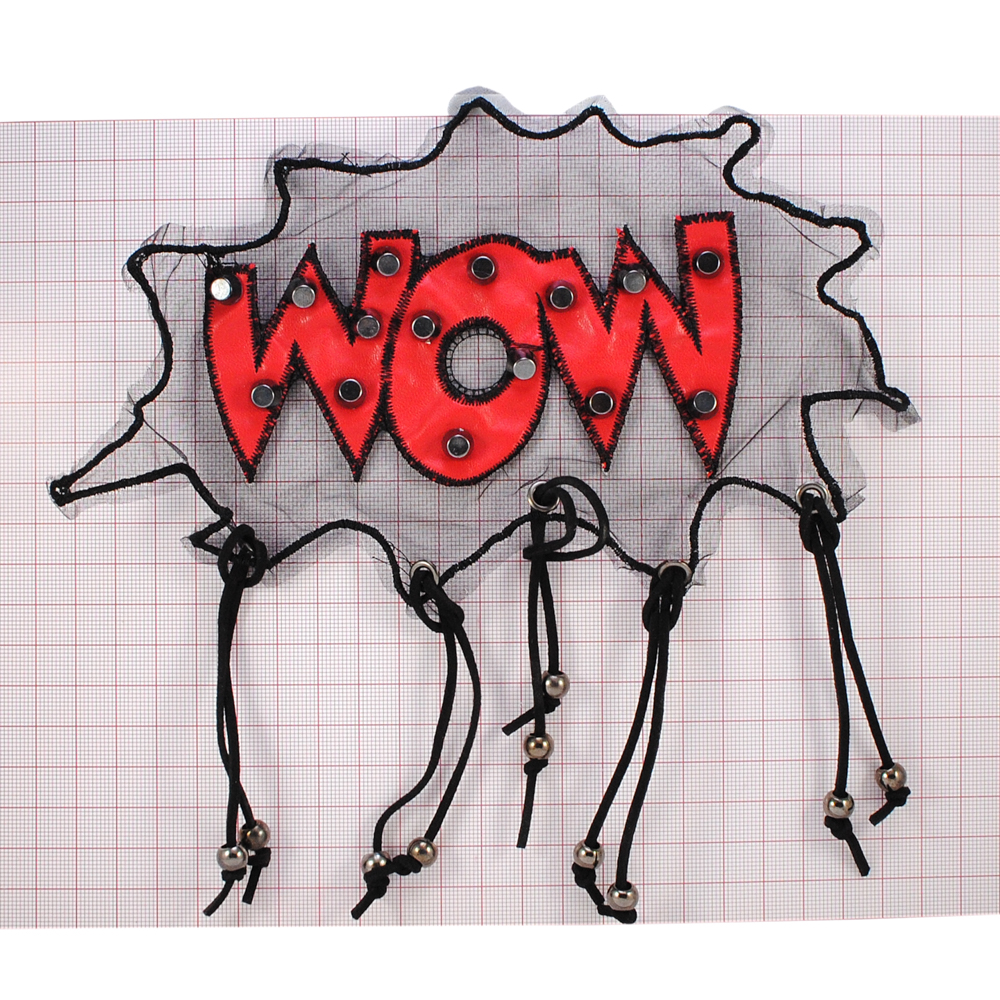 Аппликация кожзам пришивная сетка Облако с подвесками 21*22см, красный, черный, black nikel, шт. Нашивка Кожзам