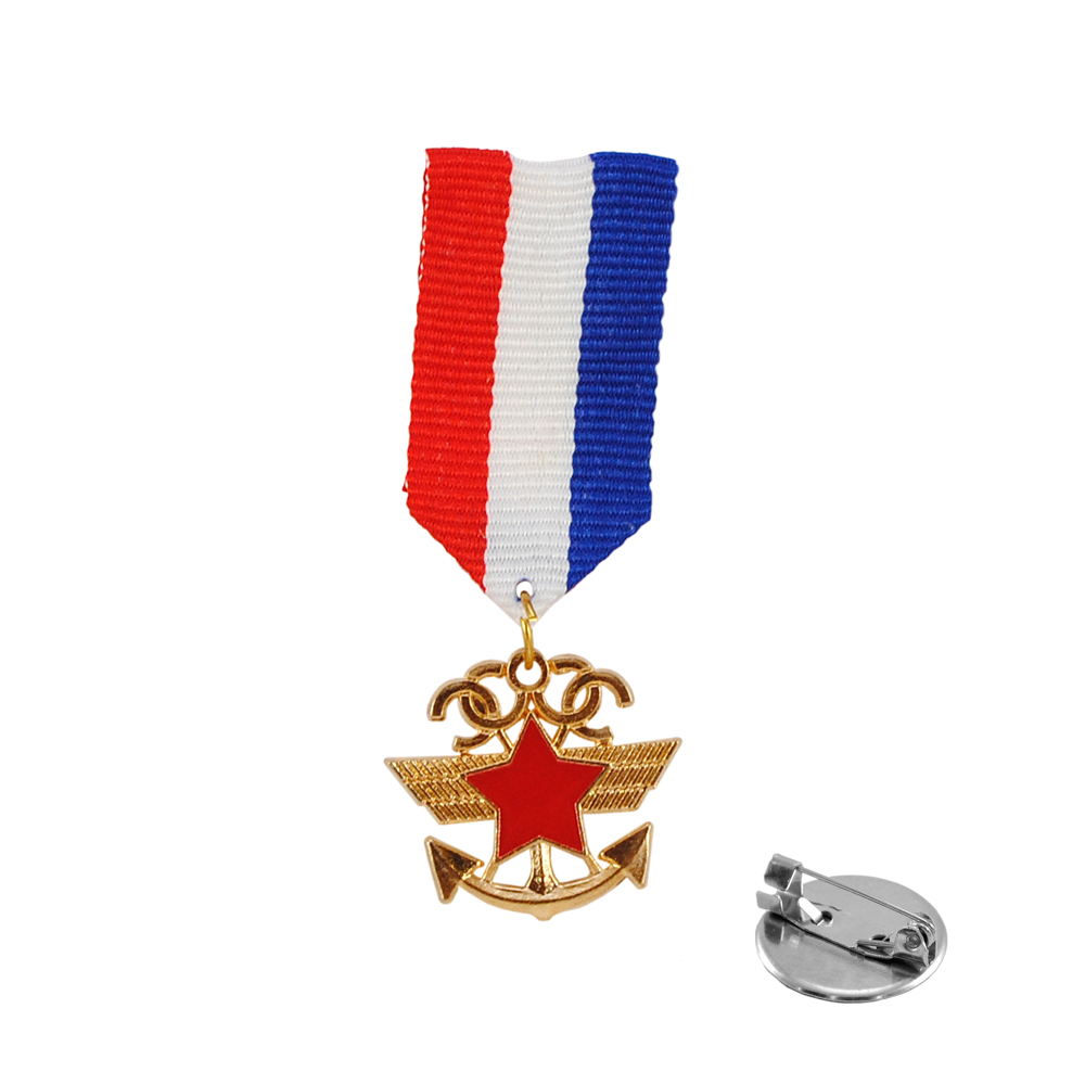 Брошь № 51 Медаль, звезда, якорь, лента ФРАНЦИЯ, подвеска GOLD, шт. Броши