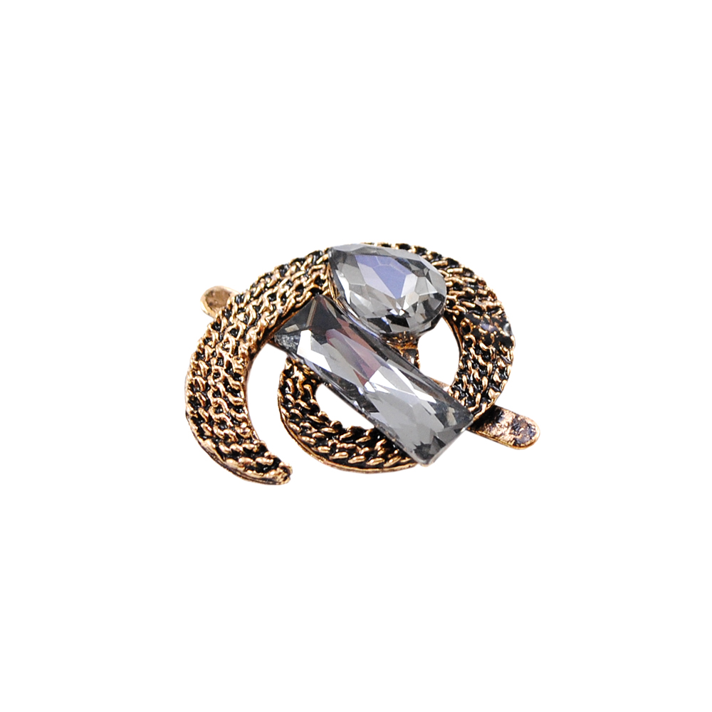 Краб камни и металл Вихрь, 2*2.4см, antique gold, black diamond, шт. Крабы Металл Геометрия Декор