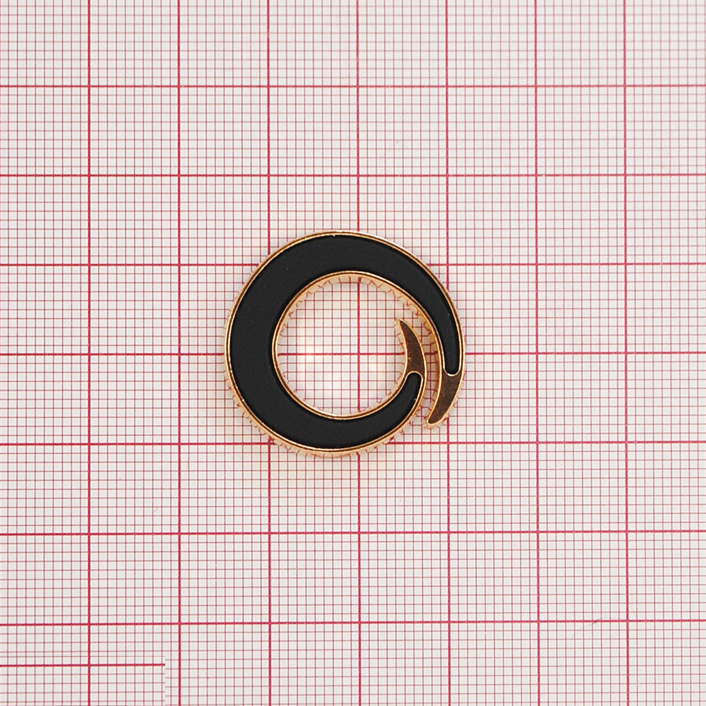 Кнопка металл круглая спираль, 25*28мм, золото и черный, шт. . Кнопка металл