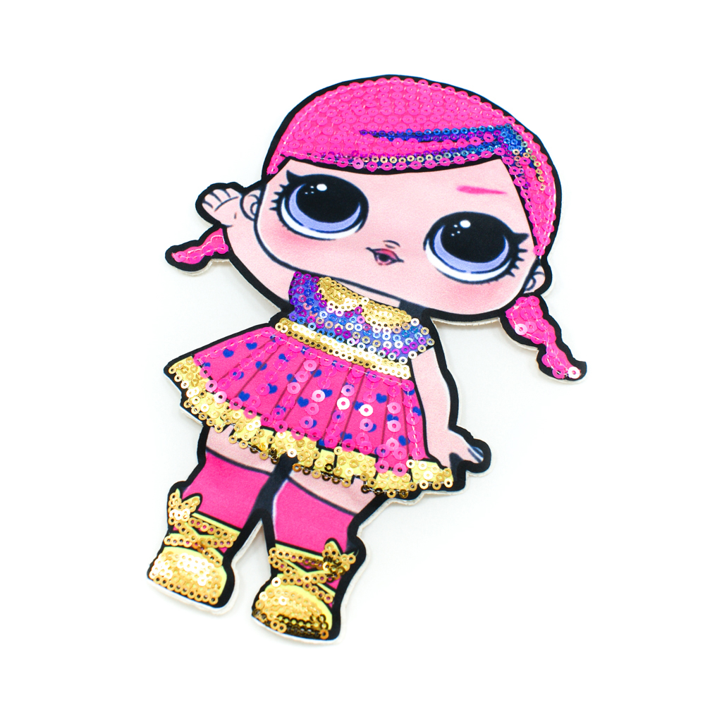 Аппликация пришивная пайетки Кукла L.O.L. (Суперледи) 24,5*16,5см розовый, желтый, шт. Аппликации Пришивные Пайетки