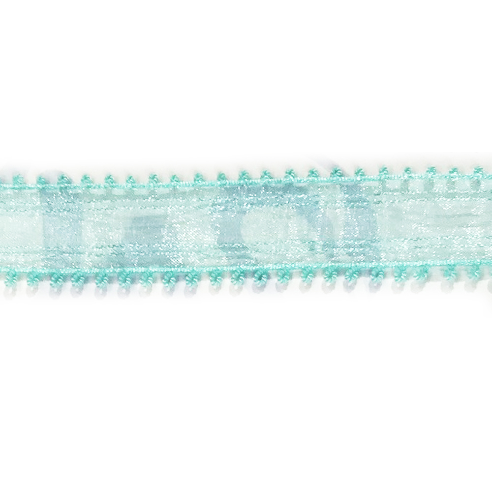 Тесьма органза с петельками 2,5см бирюзовый, 100ярд. Тесьма