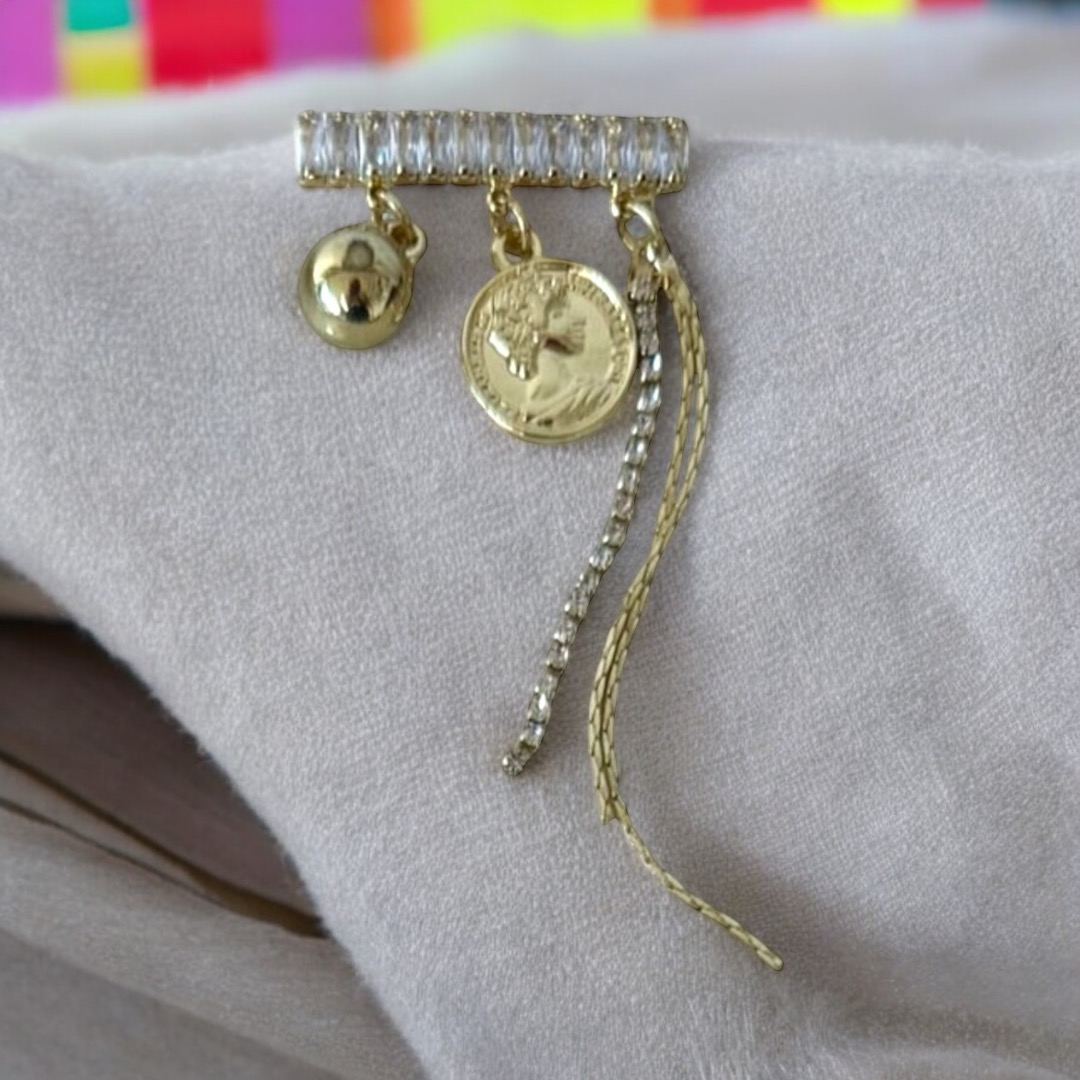 Булавка, 5,5см., золото, камни, шт. Булавки