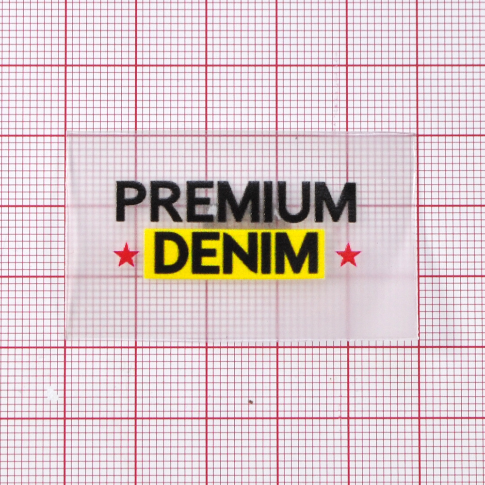 Лейба клеенка Premium Denim, 5*3см, черный, белый, желтый, красный, шт. Лейба Клеенка