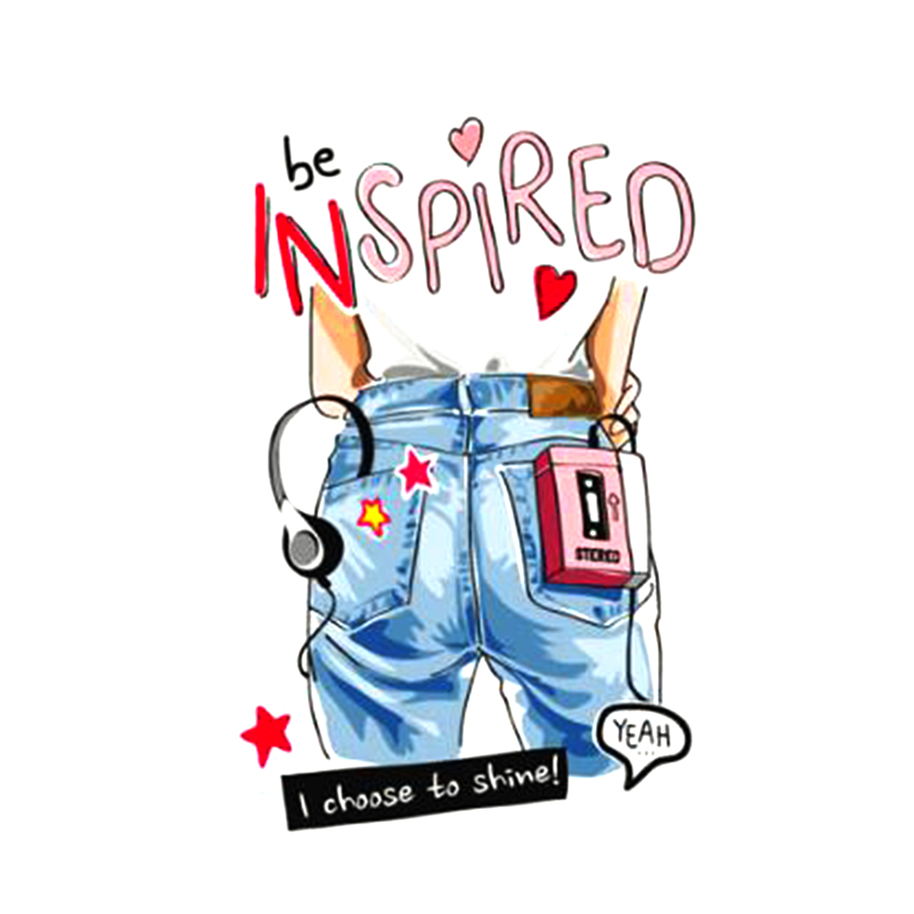 Термоаппликация Inspired, 14*22см, розовый, голубой, серый, красный, белый, шт. Термопереводки Надписи